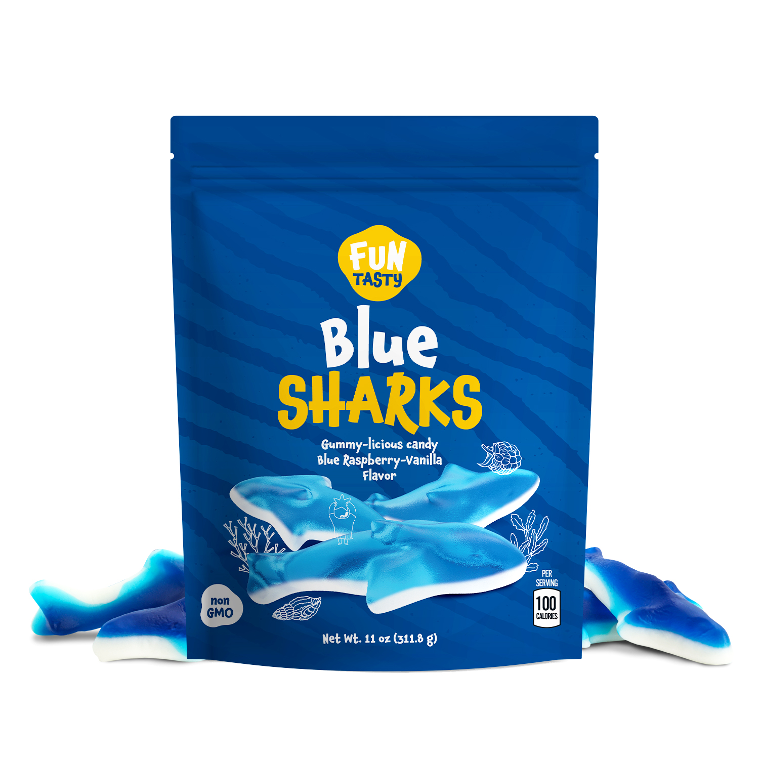 shark-front Blue Sharks Gummy Candy