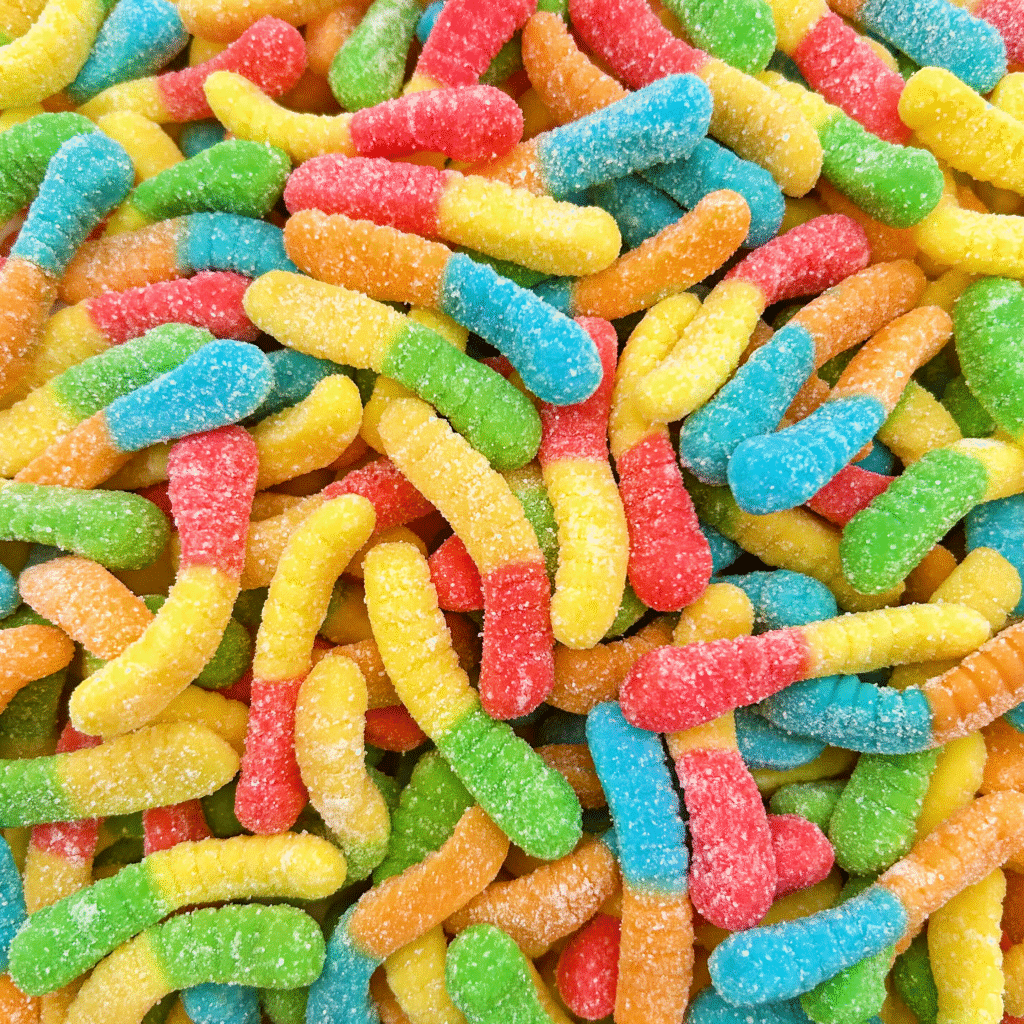 Sour Neon Gummy Worms Candy