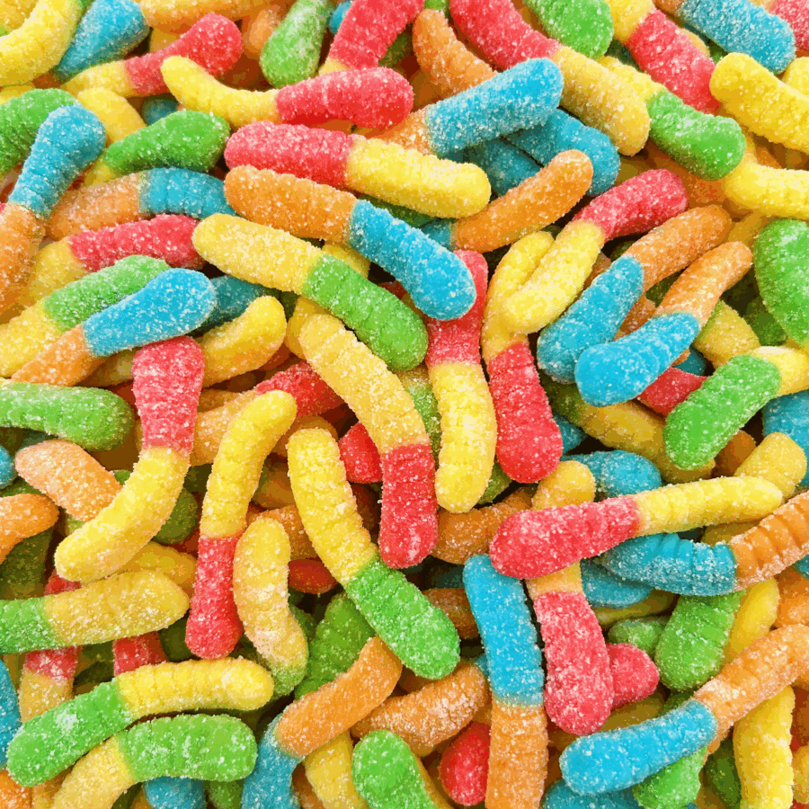 Sour Neon Gummy Worms Candy