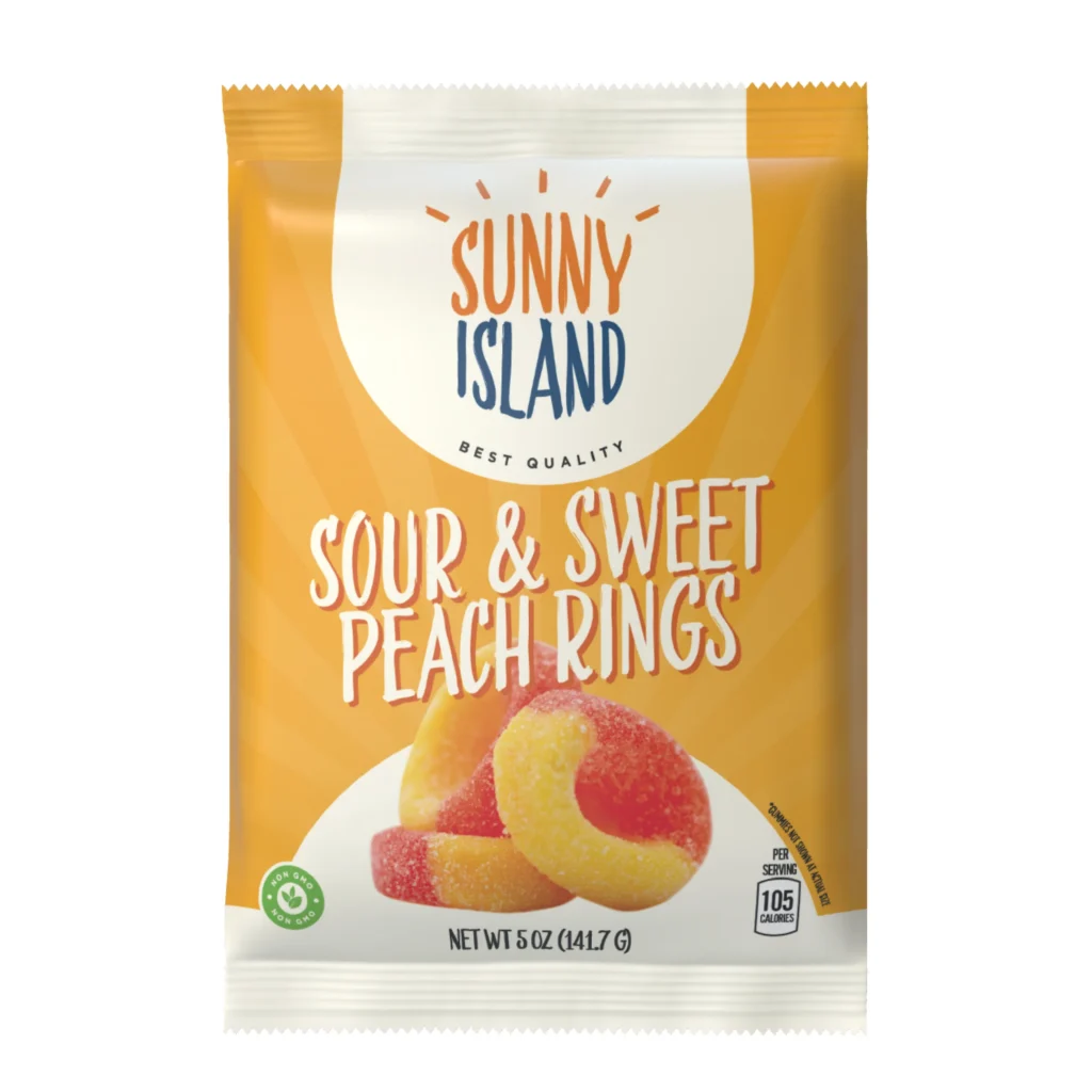 Sour & Sweet Peach Rings Gummy Candy