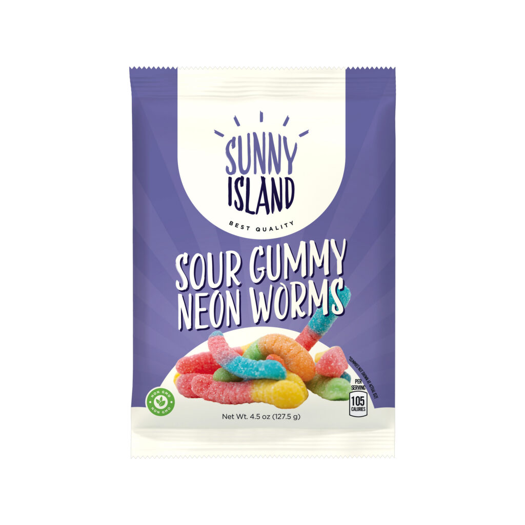Sour Gummy Neon Worms Candy