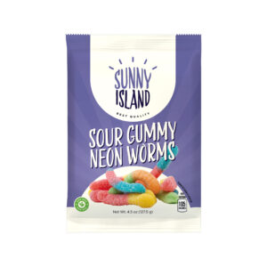 Sour Gummy Neon Worms Candy