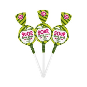 Sour Green Apple Gum-Filled Lollipops