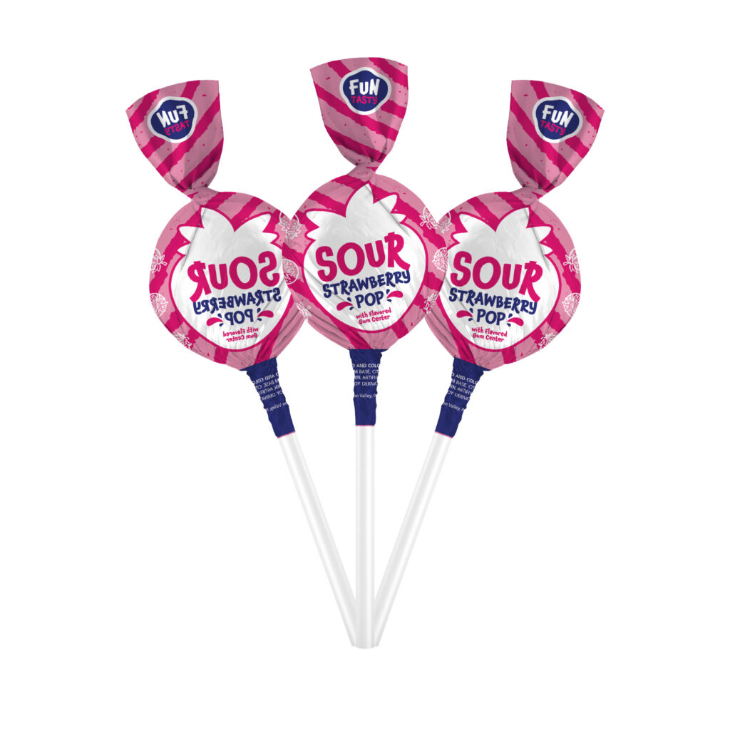 Sour Strawberry Lollipops