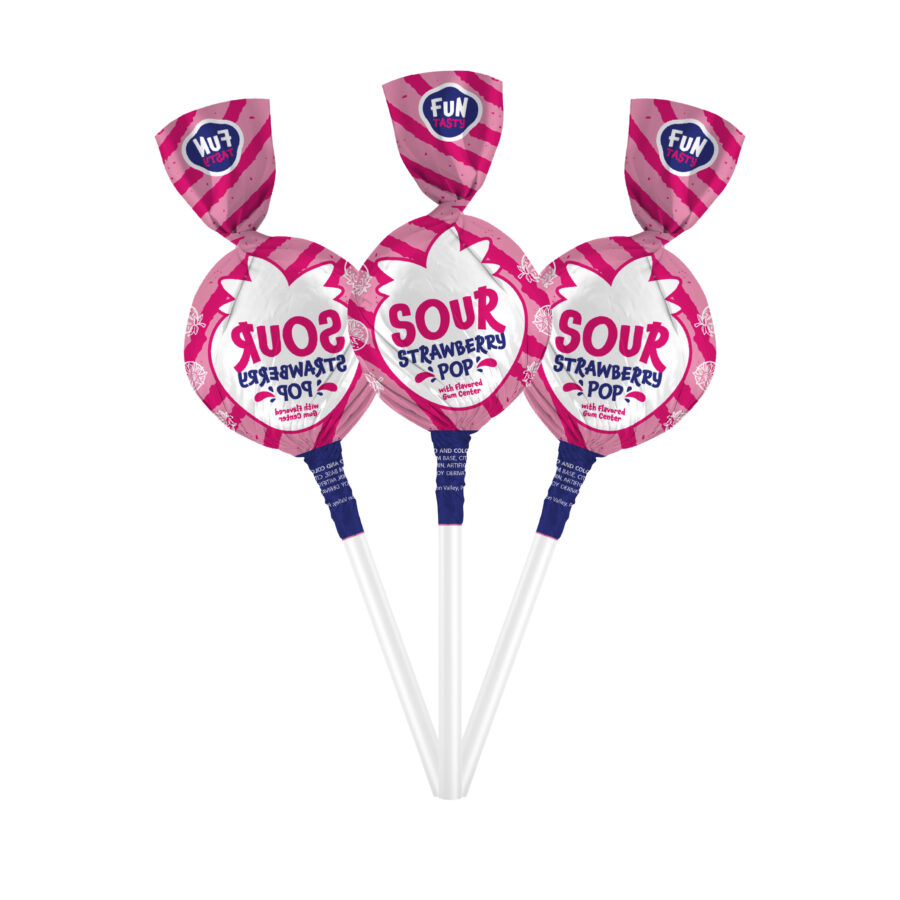 Sour Strawberry Lollipops