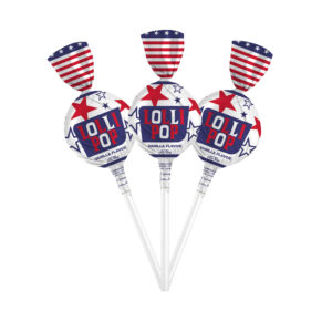 Patriotic Vanilla Gum-Filled Lollipops
