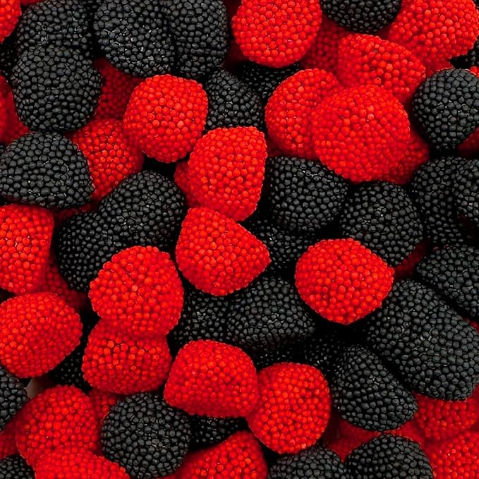 Berries Gummy Candy, Crunchy Raspberry and Blackberry Chews